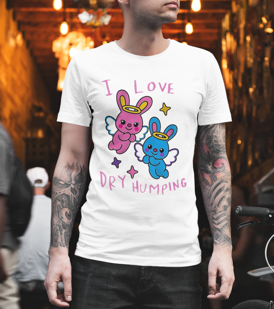 Angel Bunnies I Love Dry Humping Funny Cartoon Characters T-Shirt