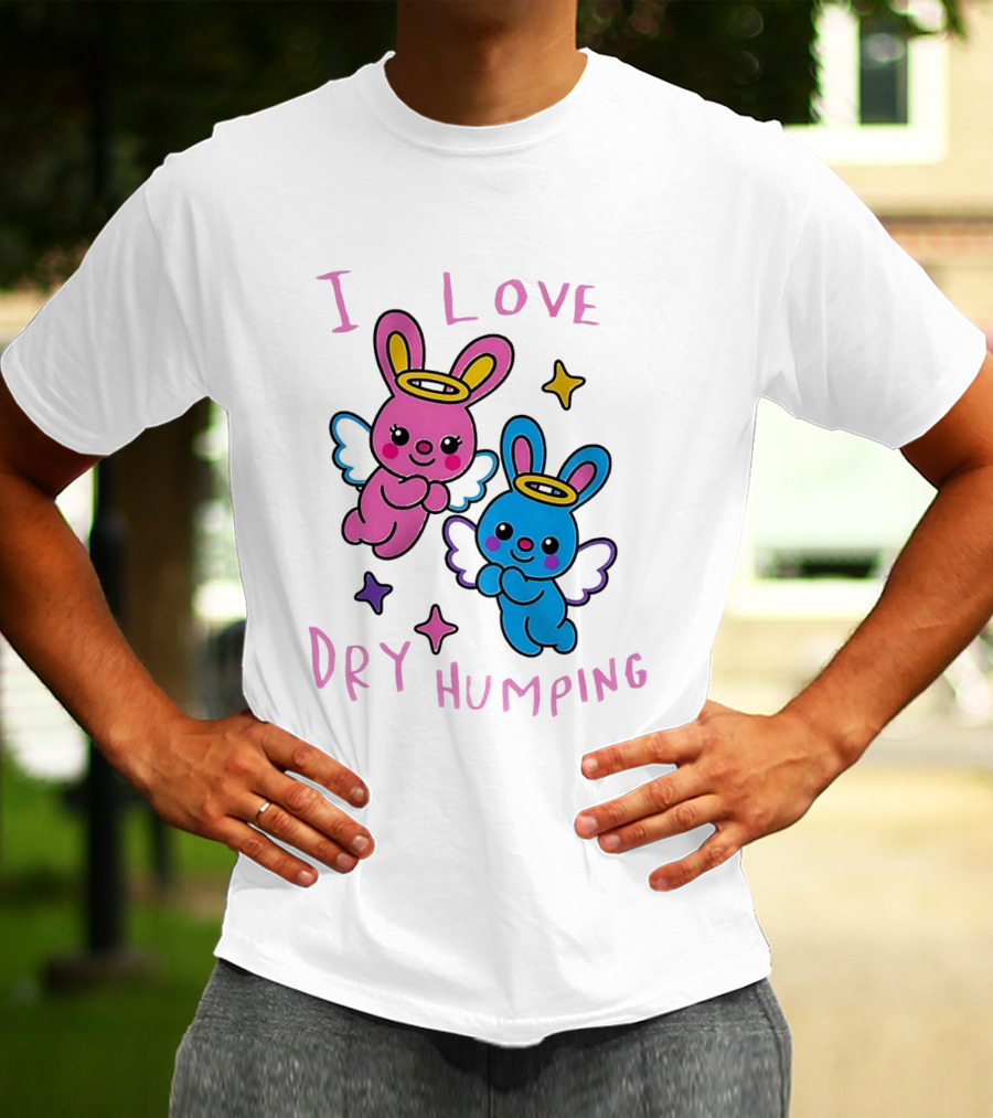 Angel Bunnies I Love Dry Humping Funny Cartoon Characters T-Shirt
