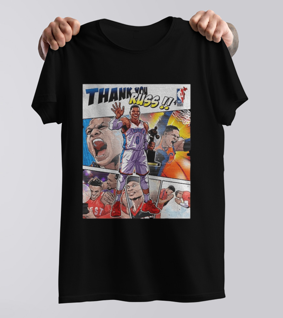 Thank You Russ NBA Tribute Mister Triple Double Legend Iconic Moments T-Shirt