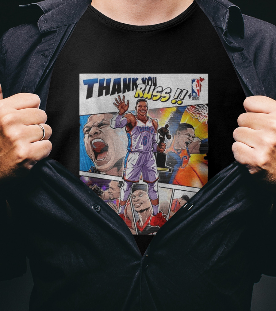 Thank You Russ NBA Tribute Mister Triple Double Legend Iconic Moments T-Shirt