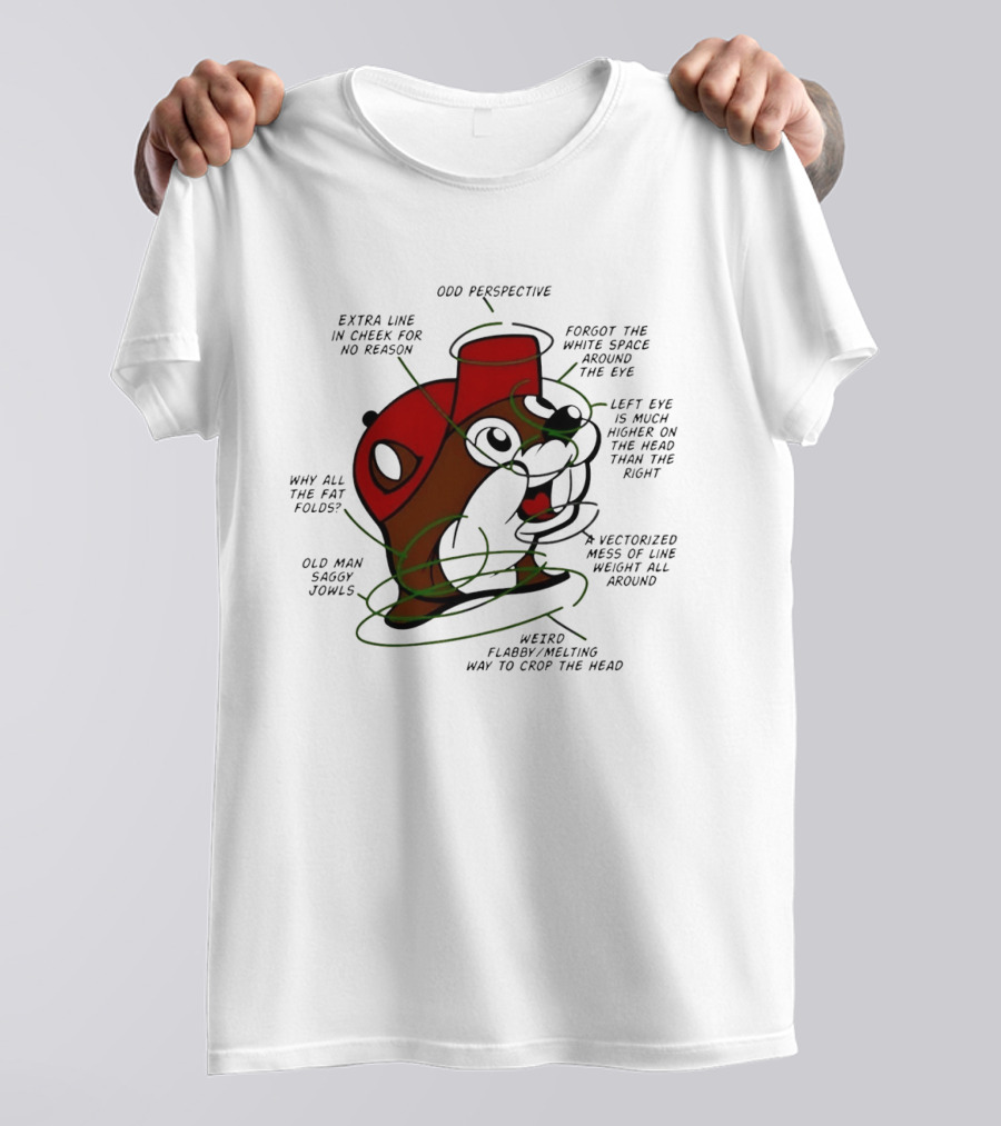 Buc Ee's Odd Perspective Extra Line Vectorized Mess Critique T-Shirt
