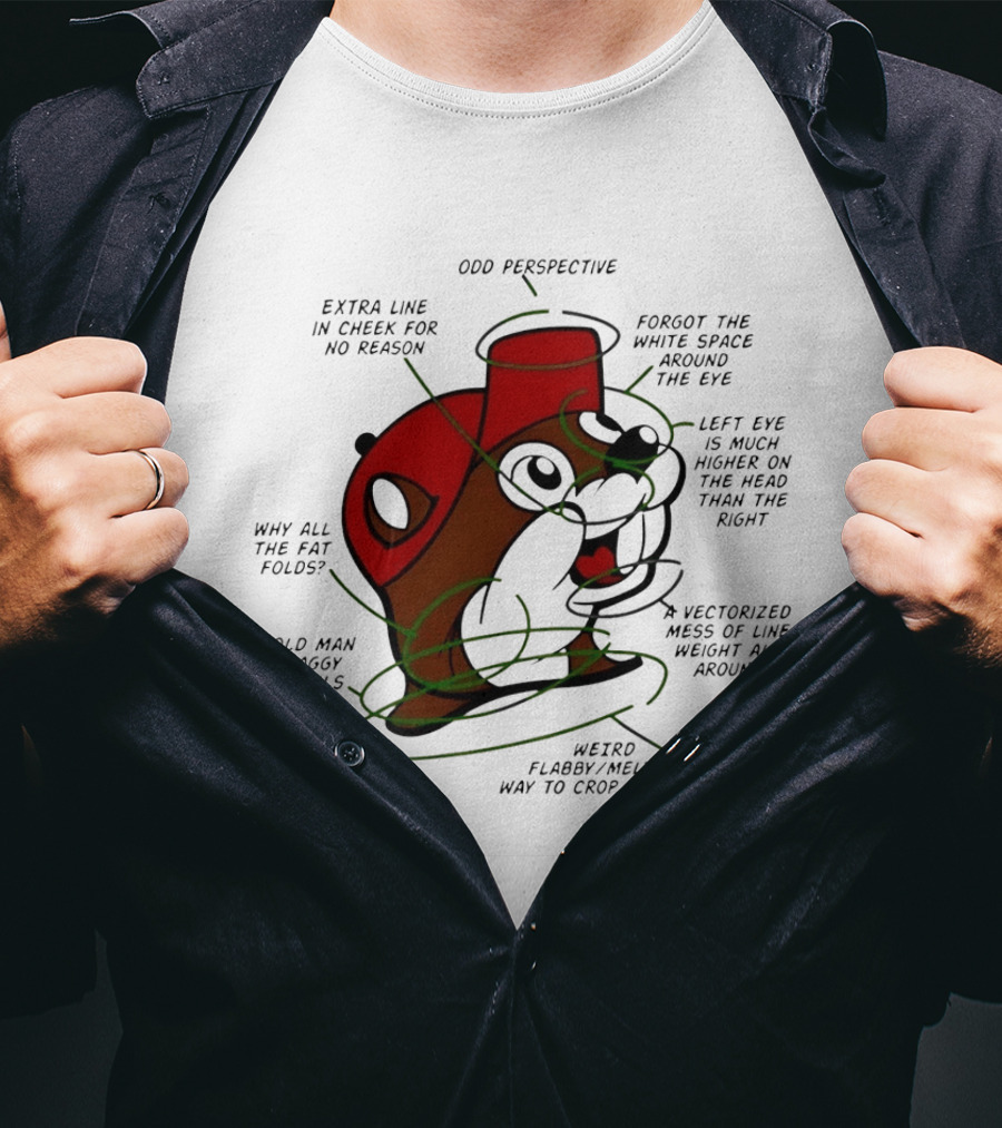 Buc Ee's Odd Perspective Extra Line Vectorized Mess Critique T-Shirt