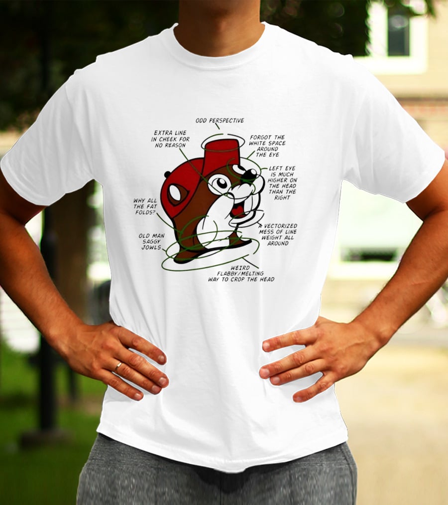 Buc Ee's Odd Perspective Extra Line Vectorized Mess Critique T-Shirt