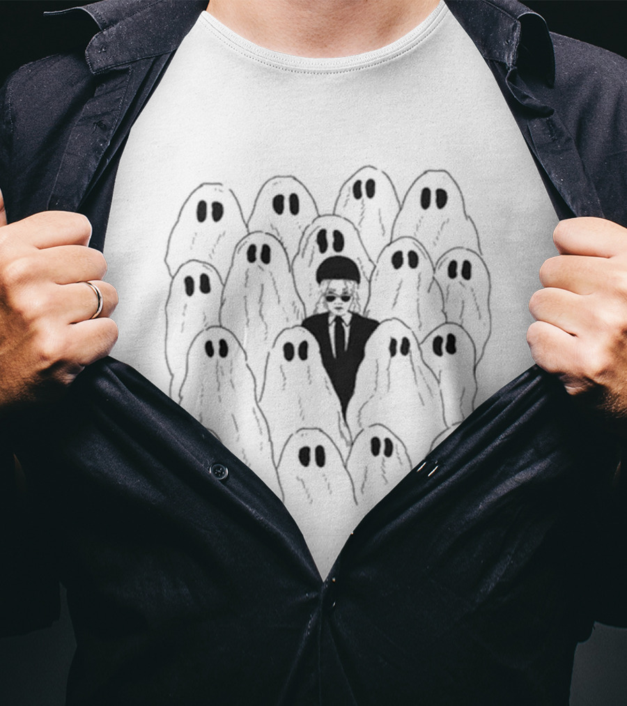 Phoebe Bridgers Ghost Pattern Sketch Black And White Ghosts T-Shirt