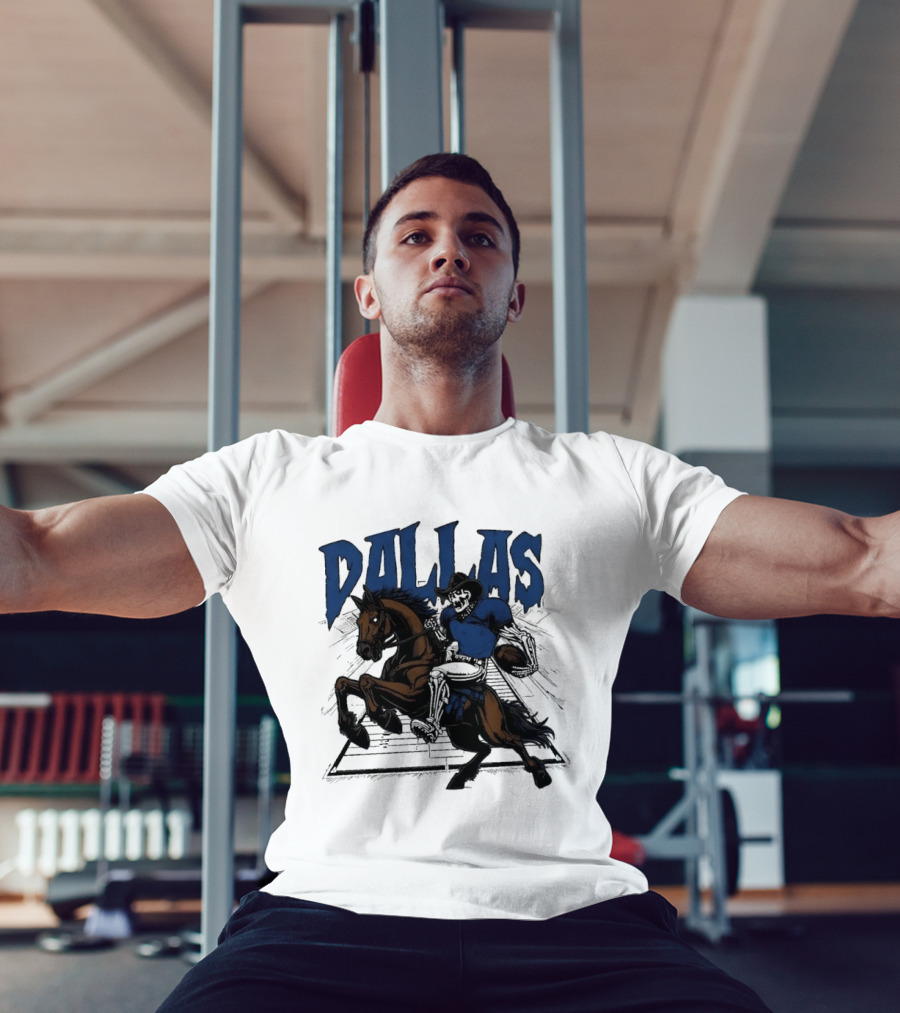 Dallas Cowboy Skeleton Riding Horse Playing Football T-Shirt