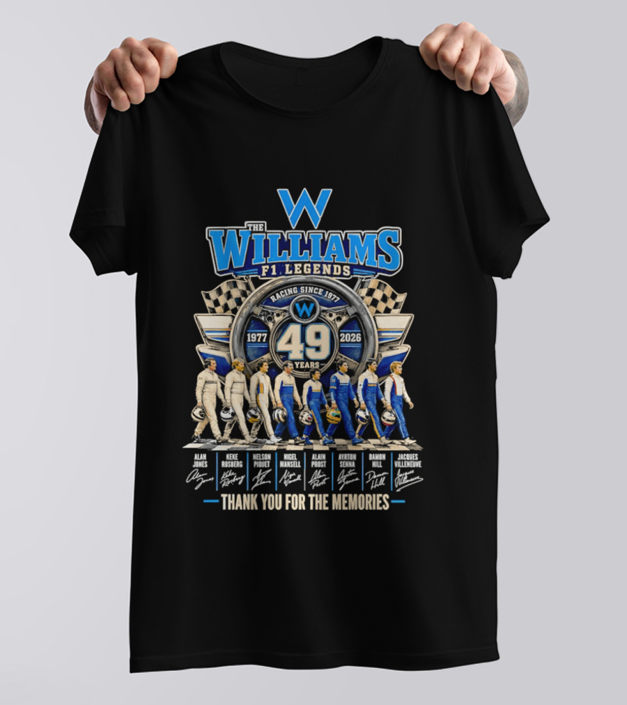 Williams F1 Legends Racing 49 Years 1977 2026 Thank You For The Memories T-Shirt