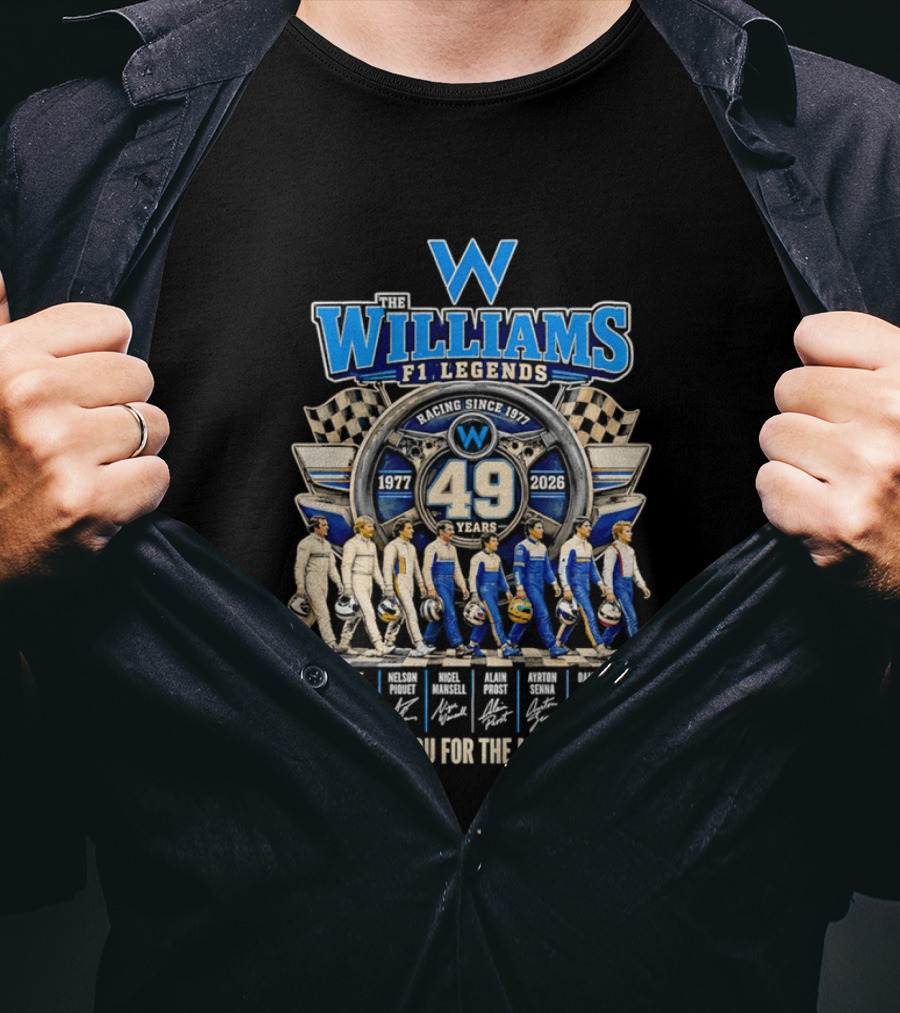 Williams F1 Legends Racing 49 Years 1977 2026 Thank You For The Memories T-Shirt