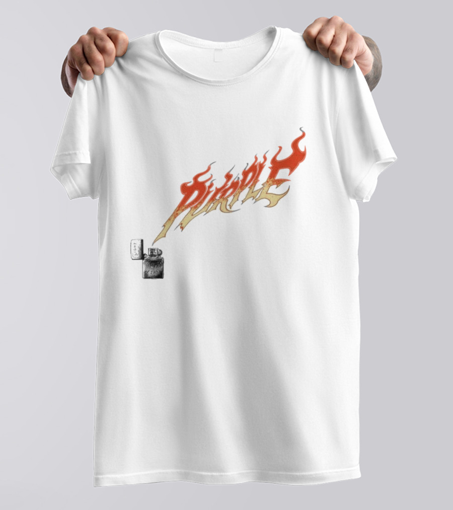 Purple Light My Fire Flame Zippo T-Shirt