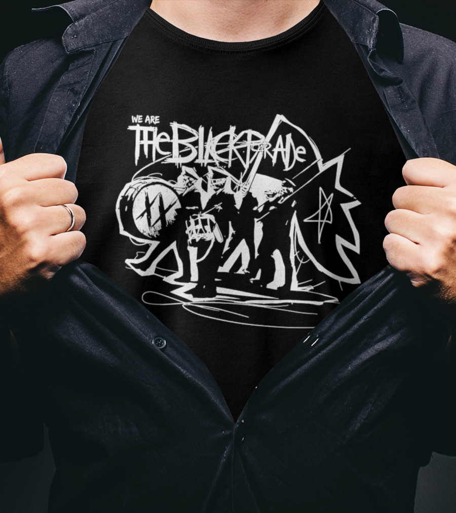 The Black Parade Skeleton Marching Band Drummer Flag Sketch T-Shirt