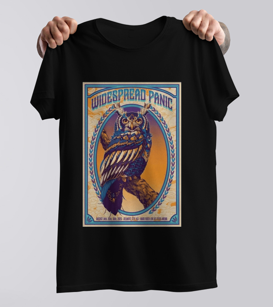 Widespread Panic Atlantic City August 14 16 2026 Hard Rock Live At Etess Arena Owl T-Shirt