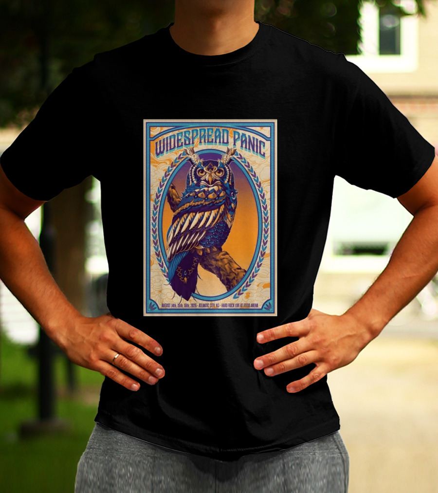Widespread Panic Atlantic City August 14 16 2026 Hard Rock Live At Etess Arena Owl T-Shirt
