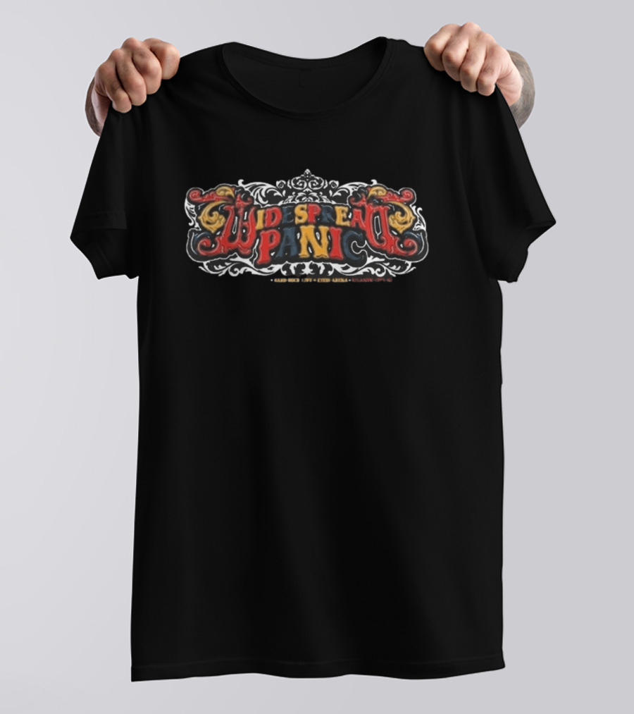 Widespread Panic Aug 14 16 2026 Atlantic City NJ Tour Dates Black And Red Ornate T-Shirt