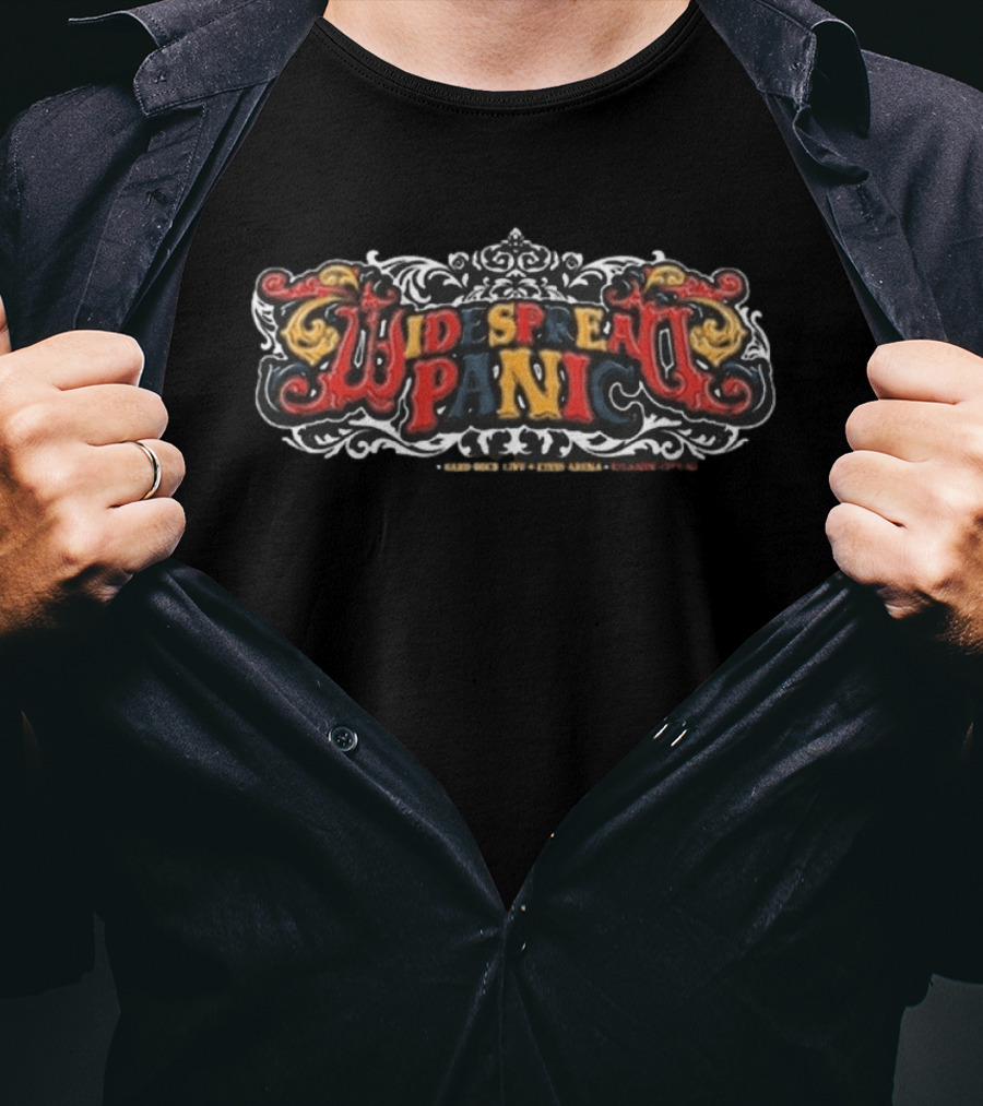 Widespread Panic Aug 14 16 2026 Atlantic City NJ Tour Dates Black And Red Ornate T-Shirt