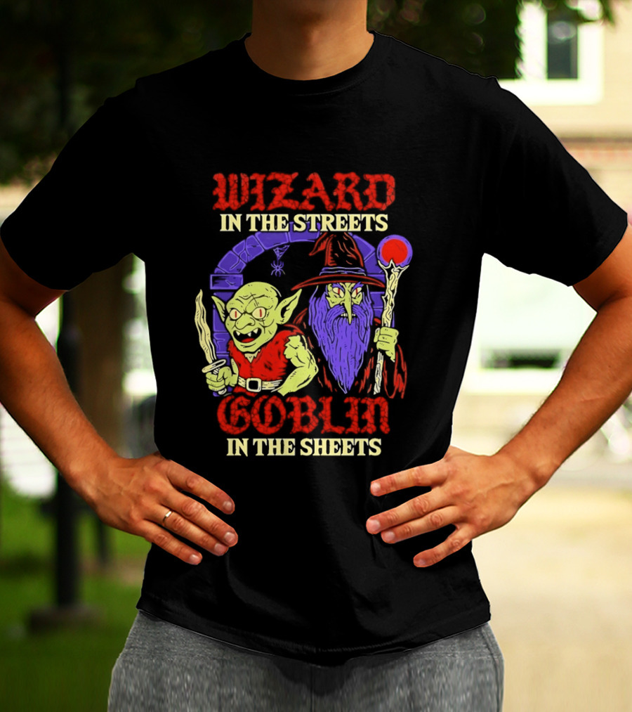 Wizard In The Streets Goblin In The Sheets Funny Fantasy Duo T-Shirt