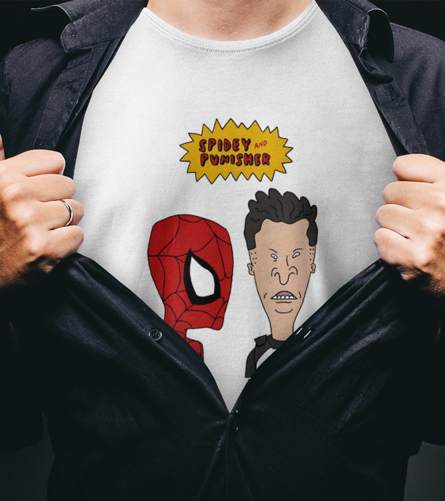 Beavis And Butt Head Spider Man Punisher Parody Marvel Mashup T-Shirt