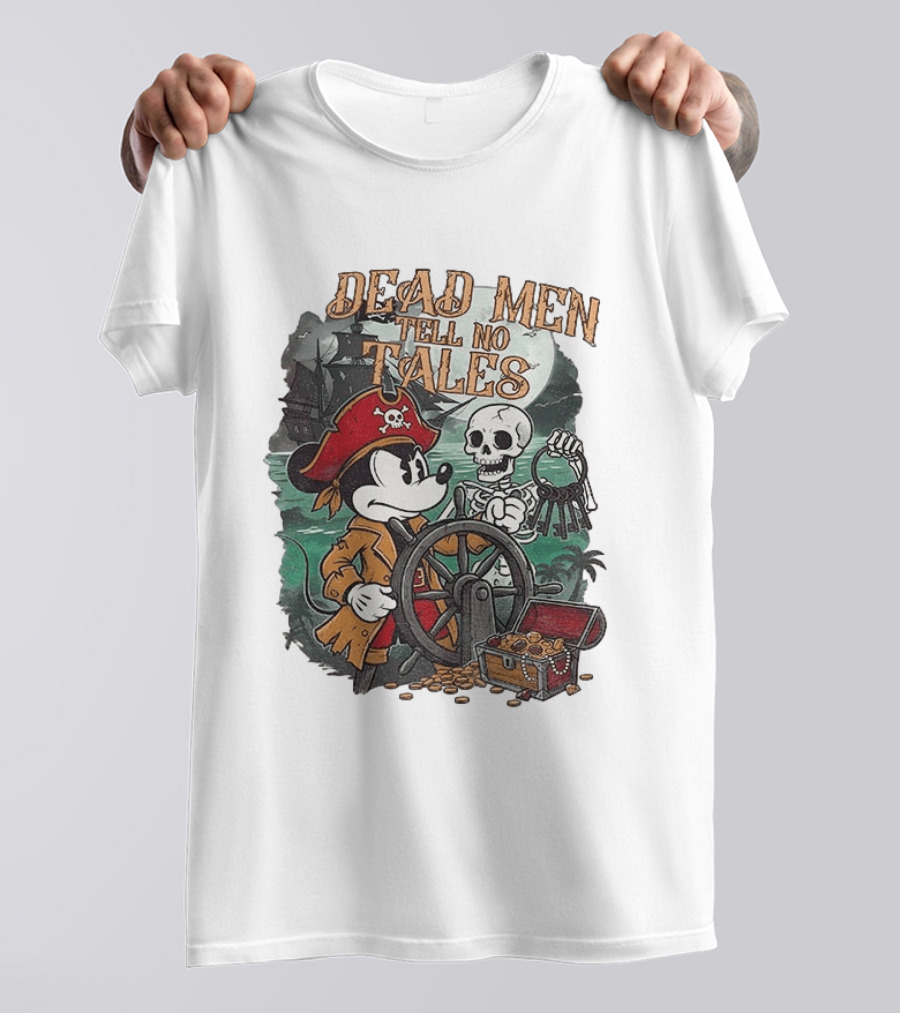 Mickey Mouse Pirate Skeleton Dead Men Tell No Tales Halloween Fantasy Adventure T-Shirt