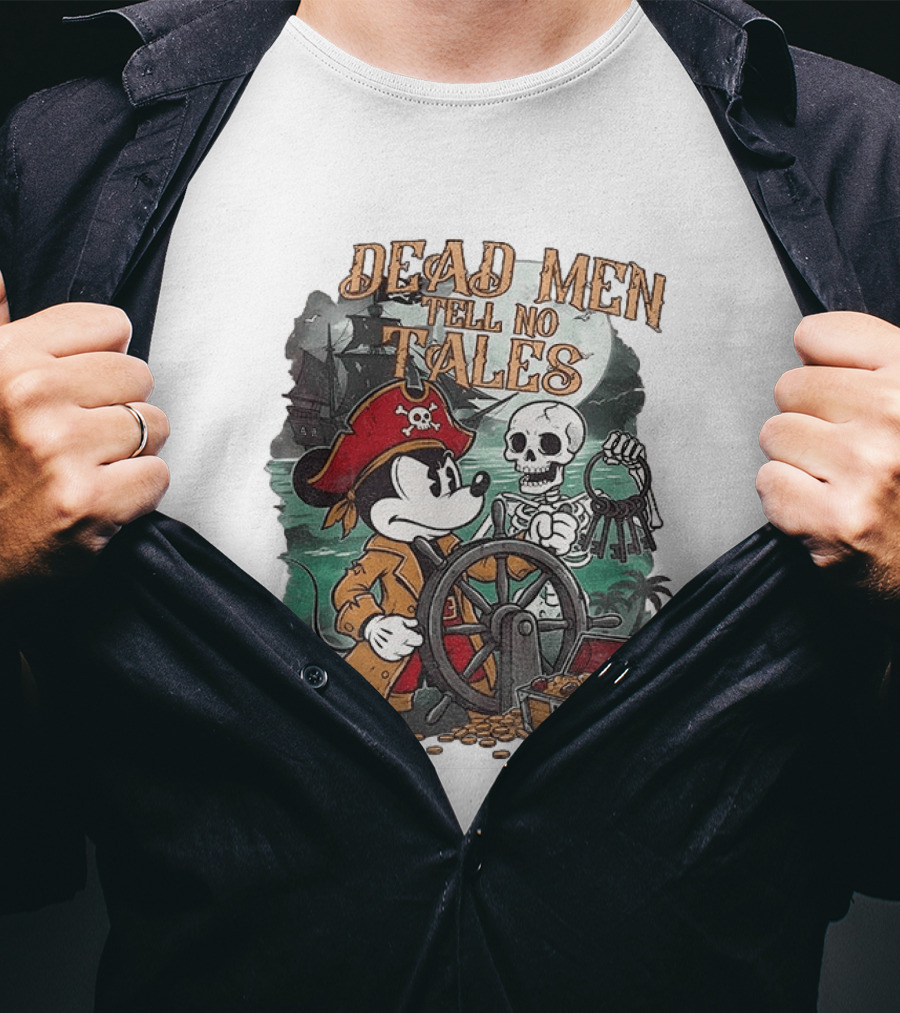 Mickey Mouse Pirate Skeleton Dead Men Tell No Tales Halloween Fantasy Adventure T-Shirt
