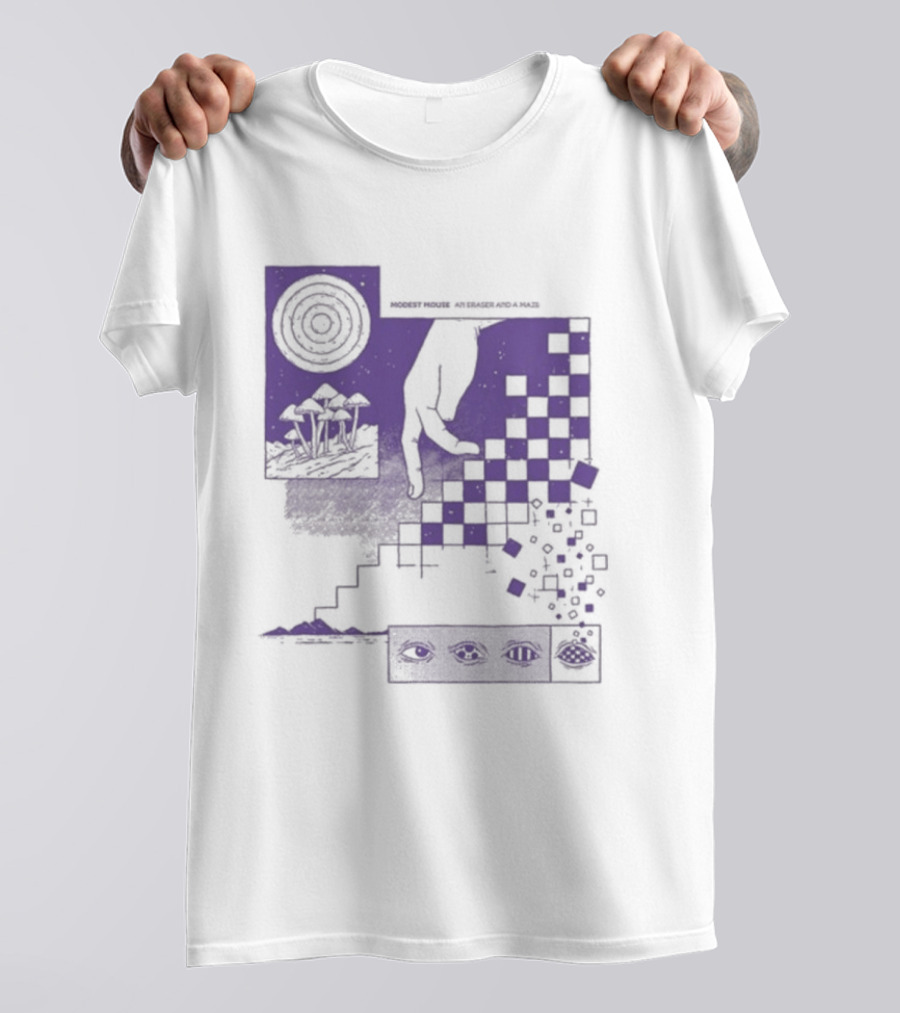 Modest Mouse An Eraser And A Maze Album Artwork Purple Checkerboard T-Shirt
