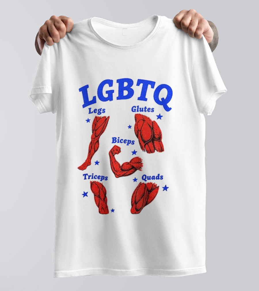 LGBTQ Muscular Anatomical Legs Glutes Biceps Triceps Quads Workout T-Shirt