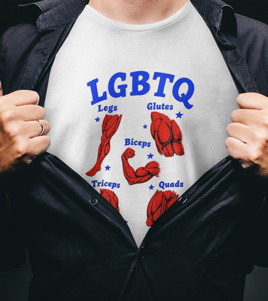 LGBTQ Muscular Anatomical Legs Glutes Biceps Triceps Quads Workout T-Shirt