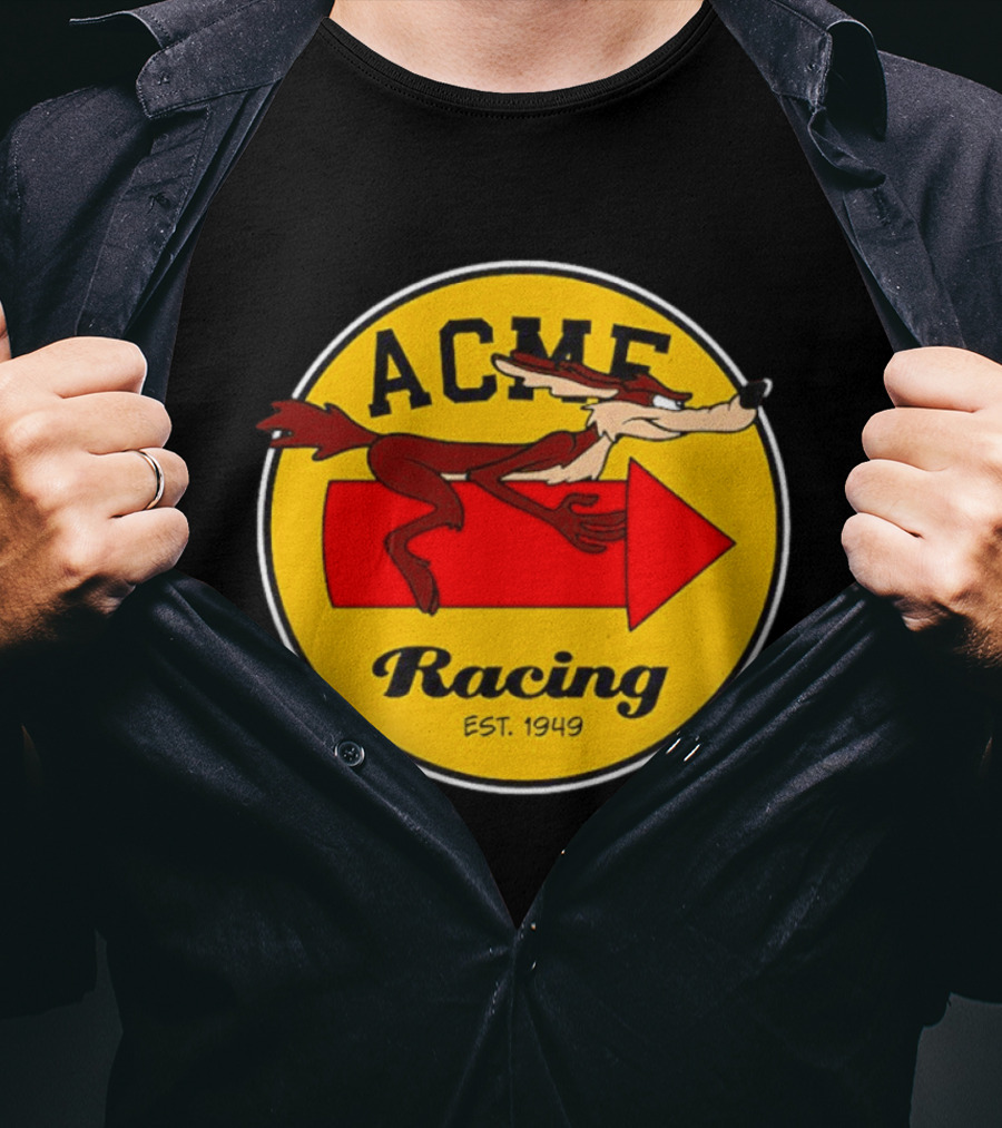 Acme Racing Wile E. Coyote Rocket Est 1949 Retro Cartoon T-Shirt