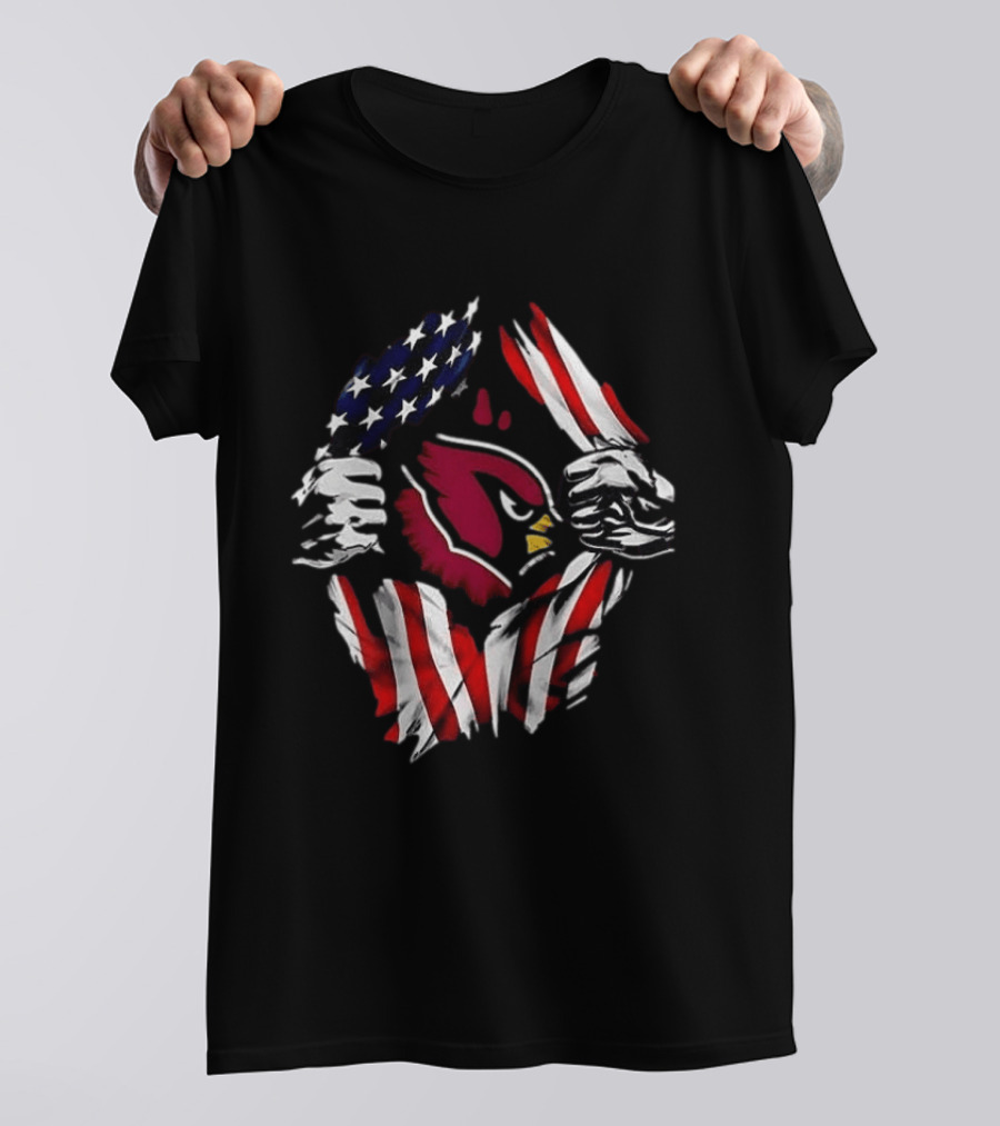 Arizona Cardinals American Flag Bald Eagle Skull Super Man T-Shirt