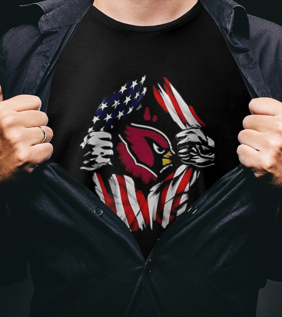 Arizona Cardinals American Flag Bald Eagle Skull Super Man T-Shirt