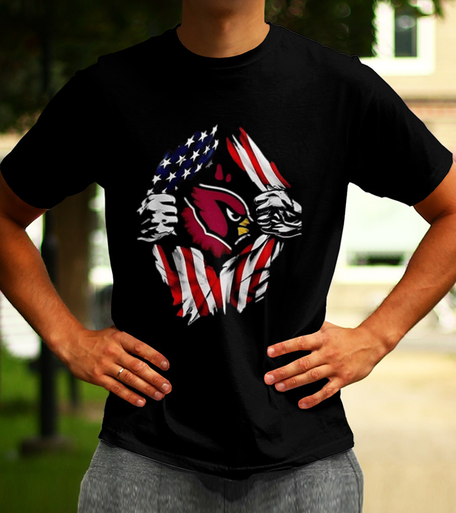 Arizona Cardinals American Flag Bald Eagle Skull Super Man T-Shirt