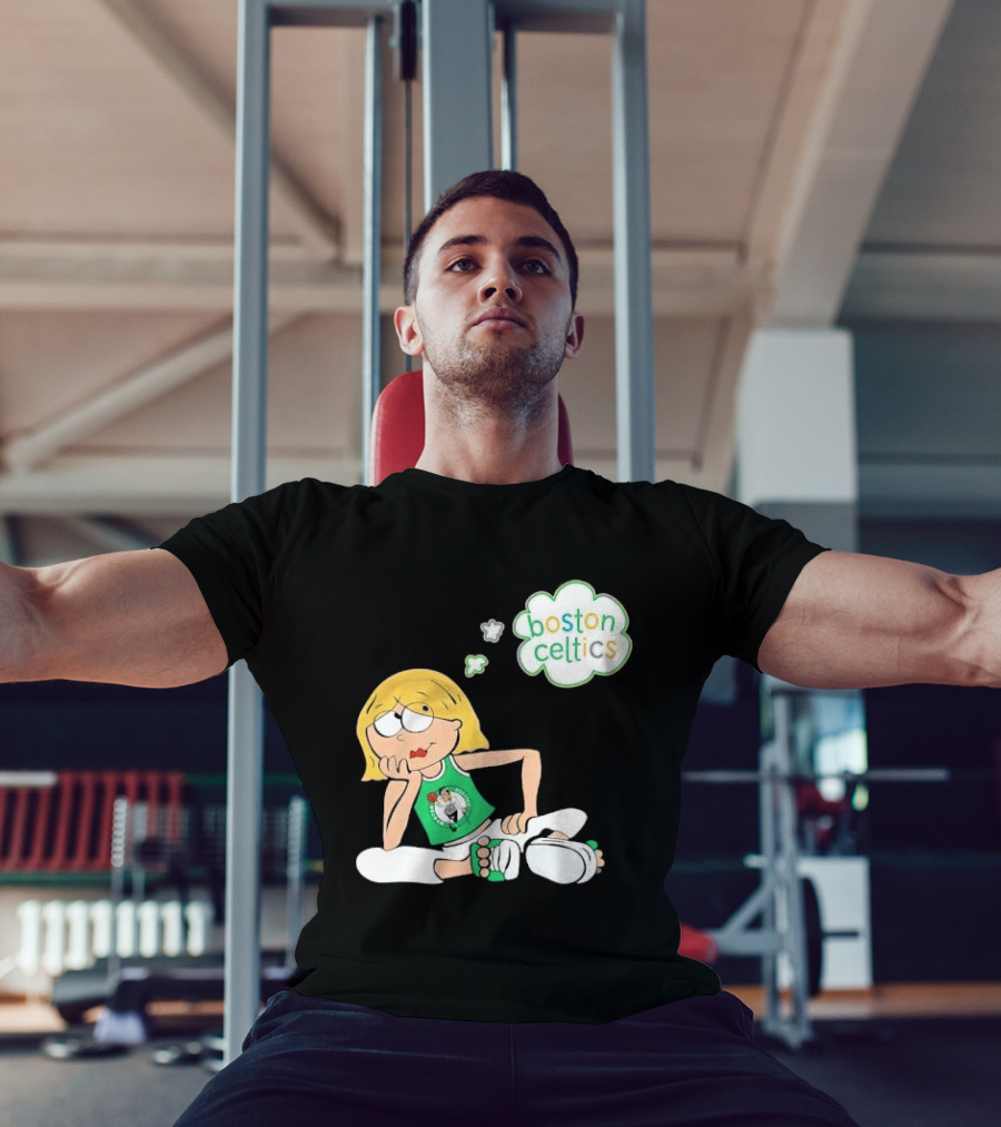 Boston Celtics NBA Cartoon Girl Sitting Thought Bubble T-Shirt