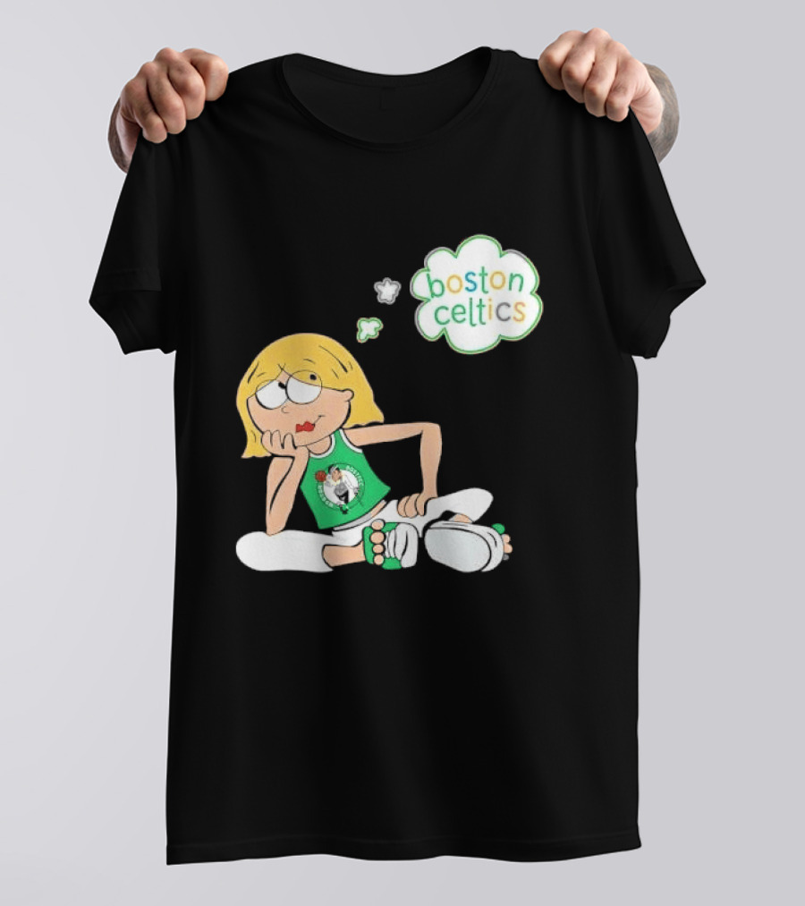 Boston Celtics NBA Cartoon Girl Sitting Thought Bubble T-Shirt