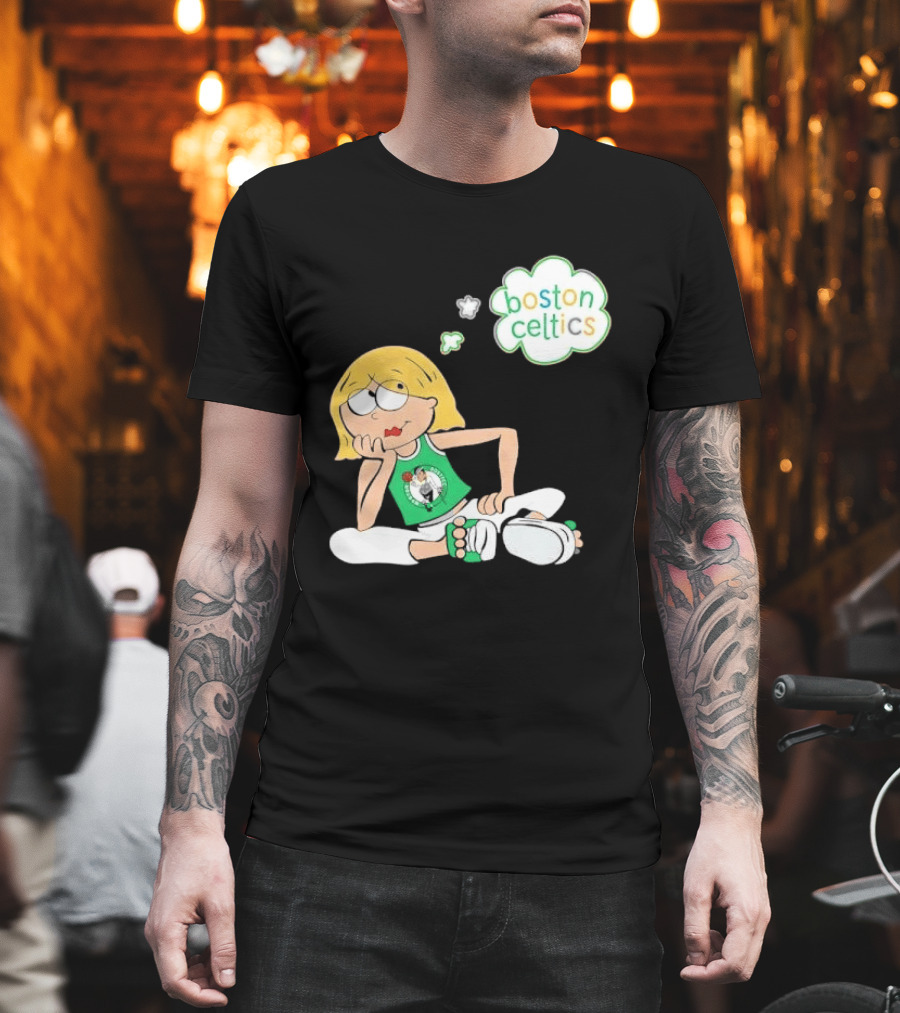 Boston Celtics NBA Cartoon Girl Sitting Thought Bubble T-Shirt