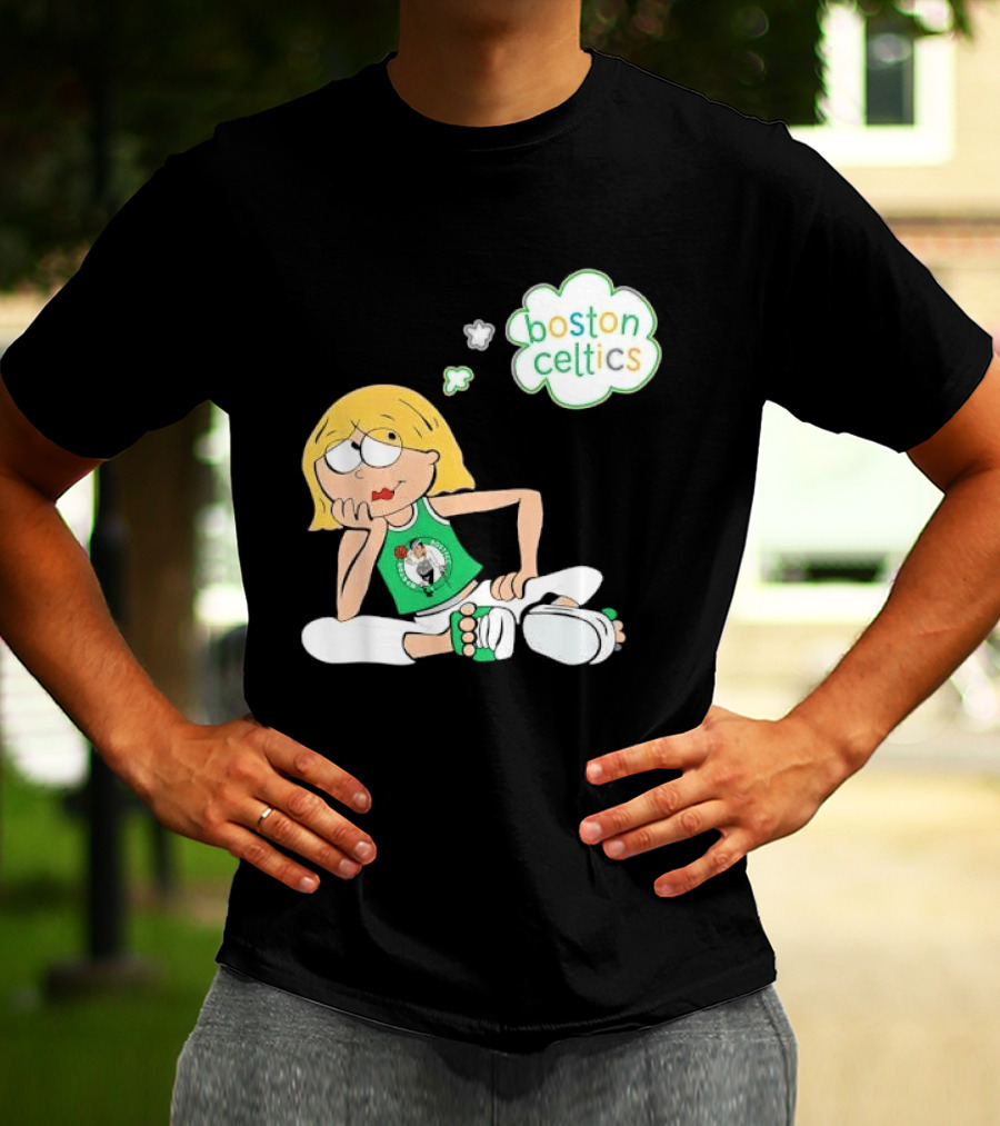 Boston Celtics NBA Cartoon Girl Sitting Thought Bubble T-Shirt