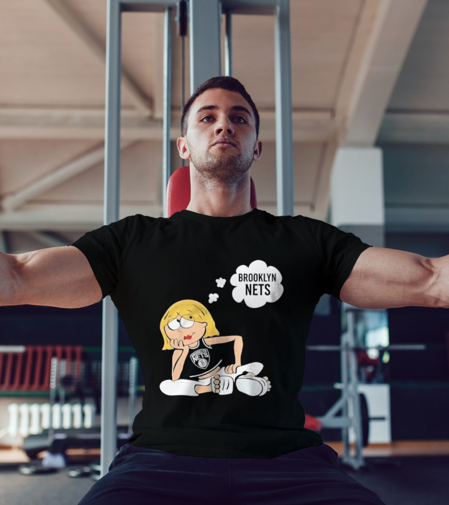 Brooklyn Nets Cartoon Girl With Glasses Thought Bubble NBA T-Shirt