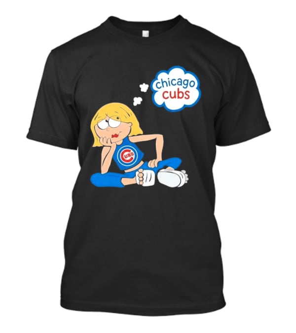 Chicago Cubs MLB Blonde Cartoon Girl Sitting Thought Bubble T-Shirt
