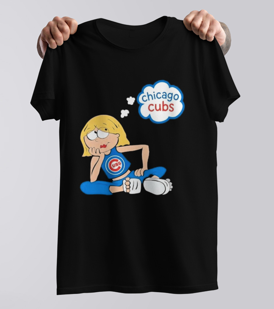 Chicago Cubs MLB Blonde Cartoon Girl Sitting Thought Bubble T-Shirt