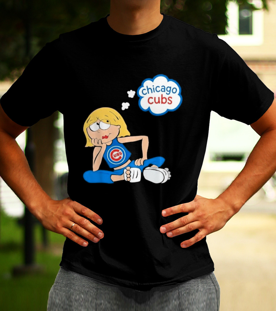Chicago Cubs MLB Blonde Cartoon Girl Sitting Thought Bubble T-Shirt
