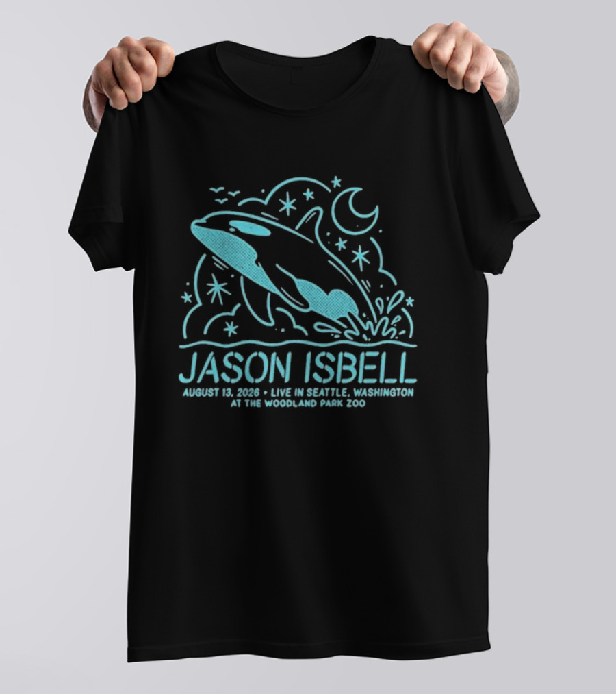 Jason Isbell Aug 13 2026 Seattle Woodland Park Zoo Whale Moon Stars T-Shirt