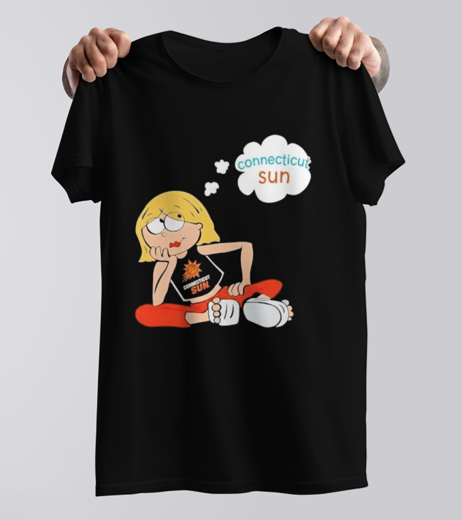 Connecticut Sun WNBA Cartoon Blonde Girl Thought Bubble T-Shirt