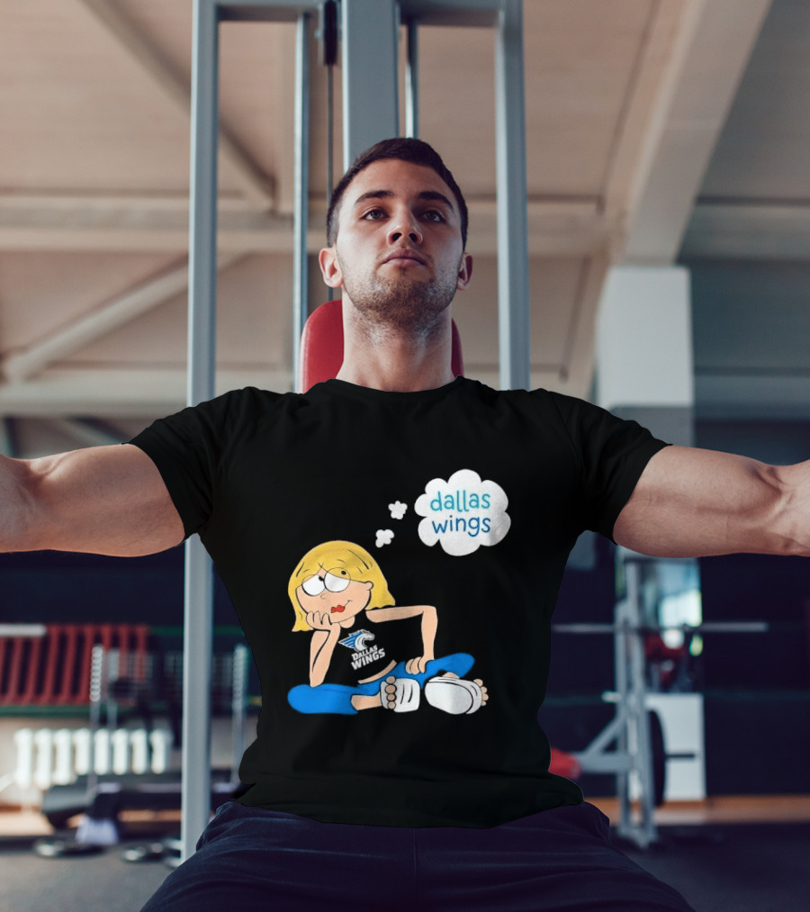 Dallas Wings WNBA Cartoon Blonde Girl Daydreaming Thought Bubble T-Shirt