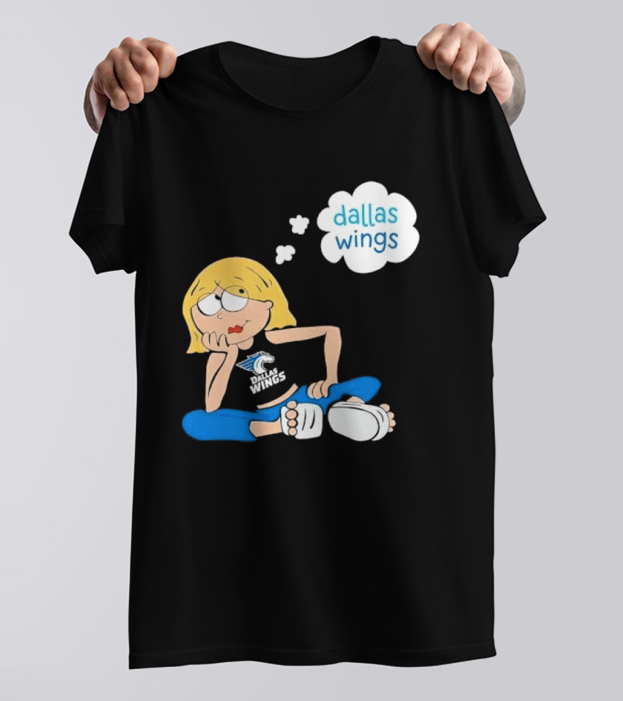 Dallas Wings WNBA Cartoon Blonde Girl Daydreaming Thought Bubble T-Shirt