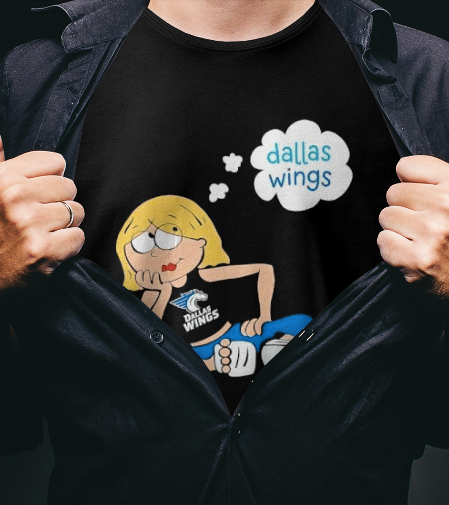 Dallas Wings WNBA Cartoon Blonde Girl Daydreaming Thought Bubble T-Shirt