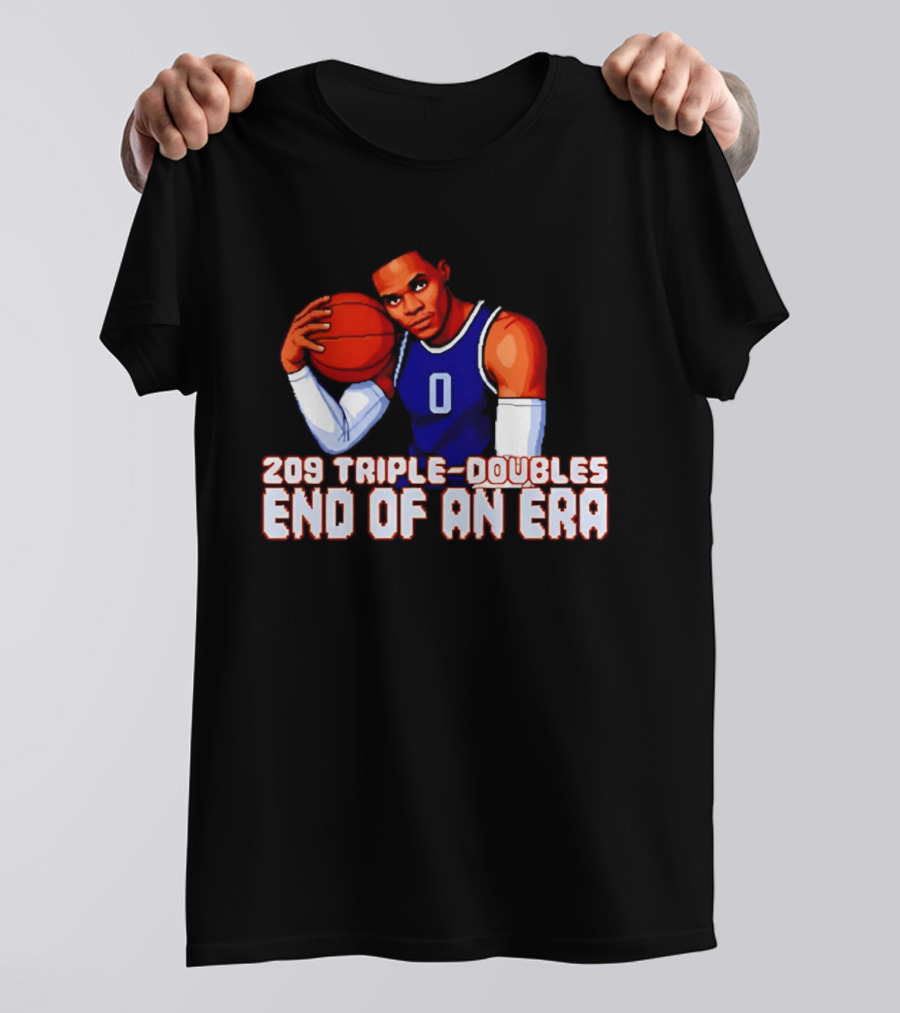 Russell Westbrook 209 Triple Doubles End Of An Era Basketball Legend Pixel T-Shirt