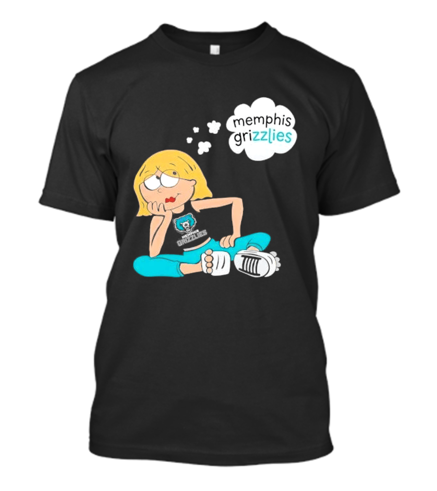 Memphis Grizzlies NBA Cartoon Blonde Girl Daydreaming Thought Bubble T-Shirt