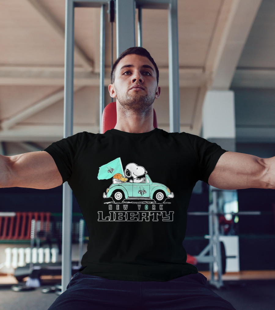 Snoopy Driving Car New York Liberty WNBA Basketball T-Shirt