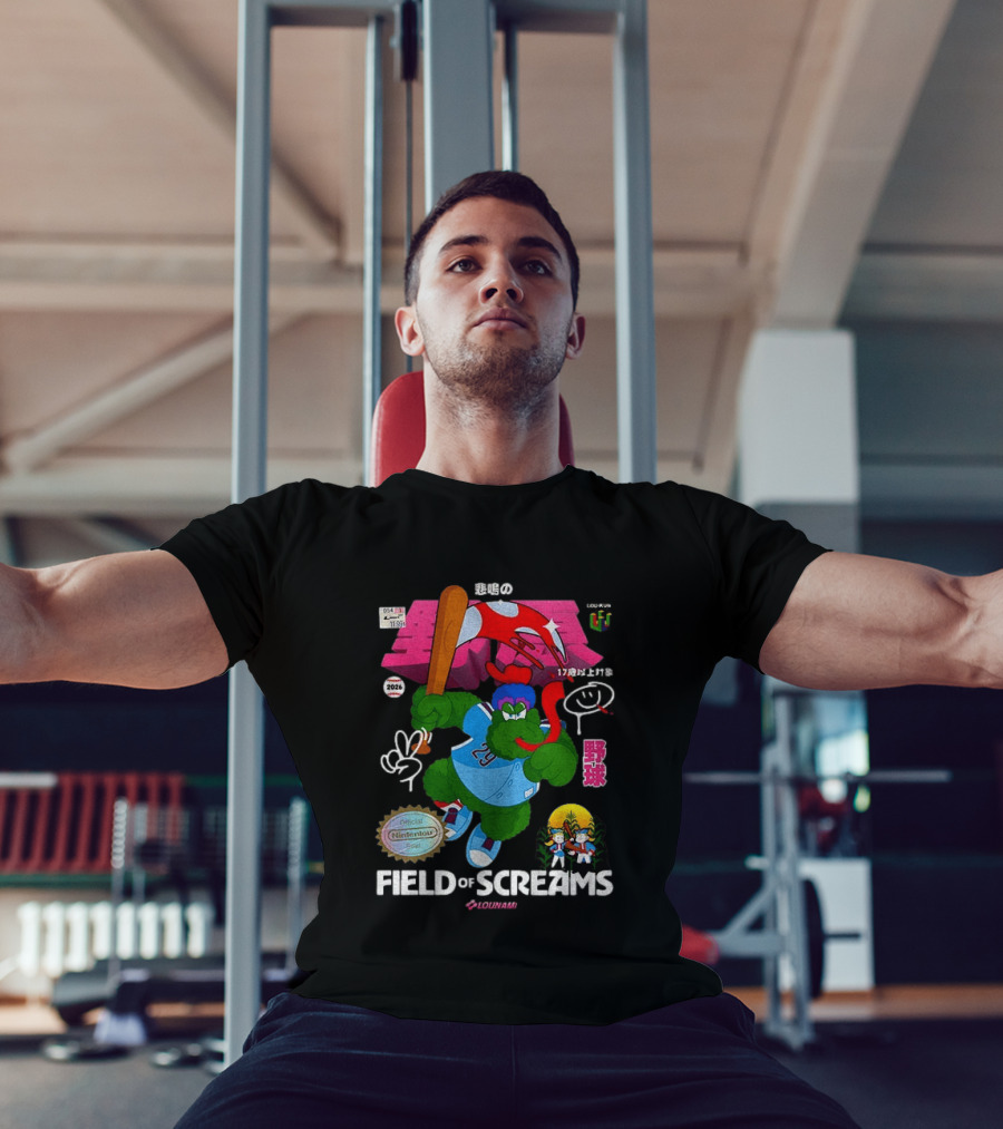 MLB 2026 Phillies Vs Twins Field Of Screams Featuring Konami Nintendo Baseball T-Shirt