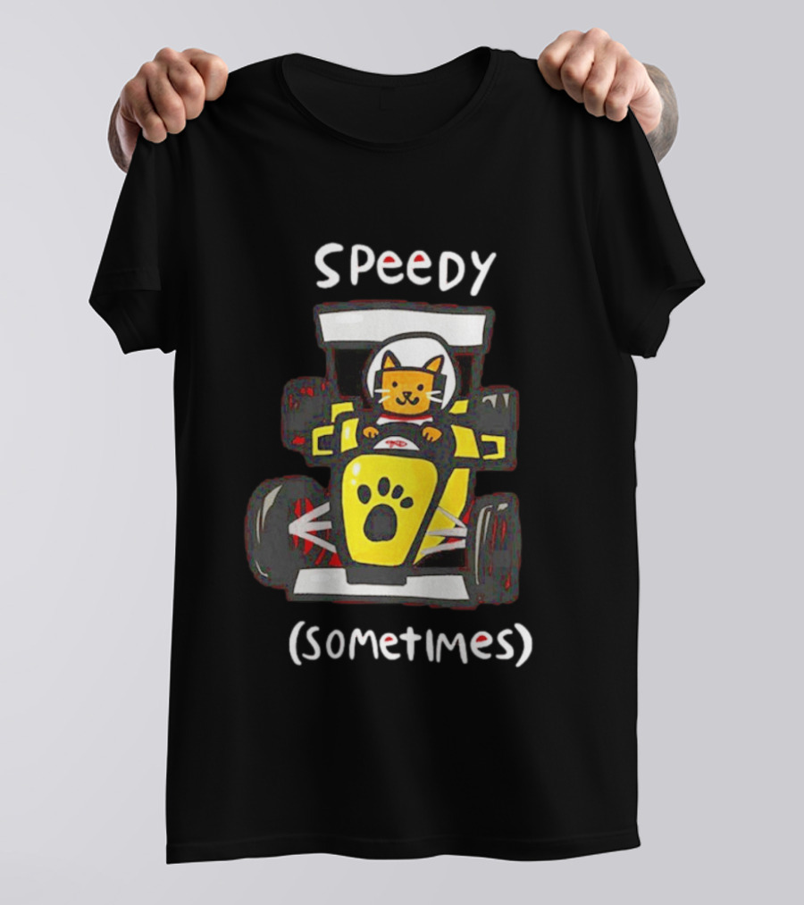 Speedy Sometimes Cat Racecar Paw Print Racing T-Shirt