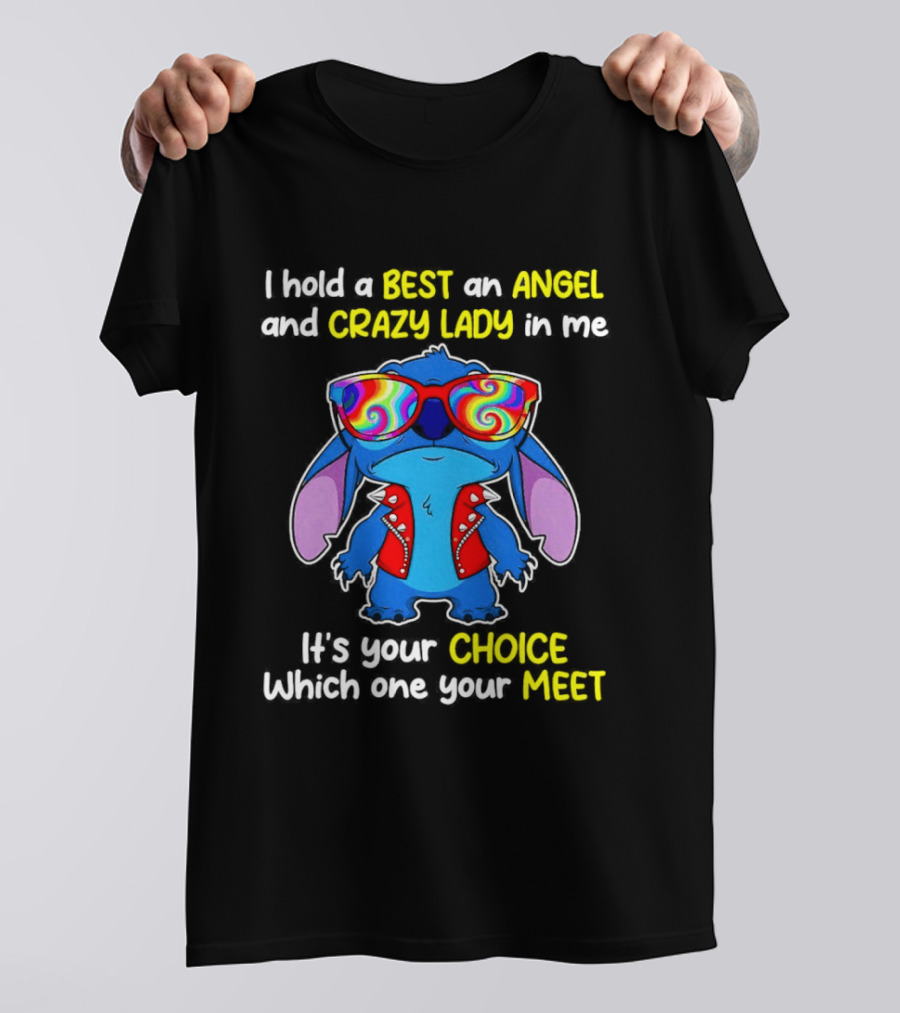 Stitch Disney Best Angel Crazy Lady Choice Meet T-Shirt