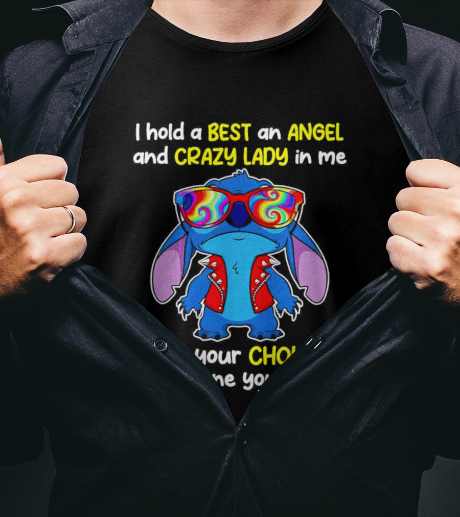 Stitch Disney Best Angel Crazy Lady Choice Meet T-Shirt