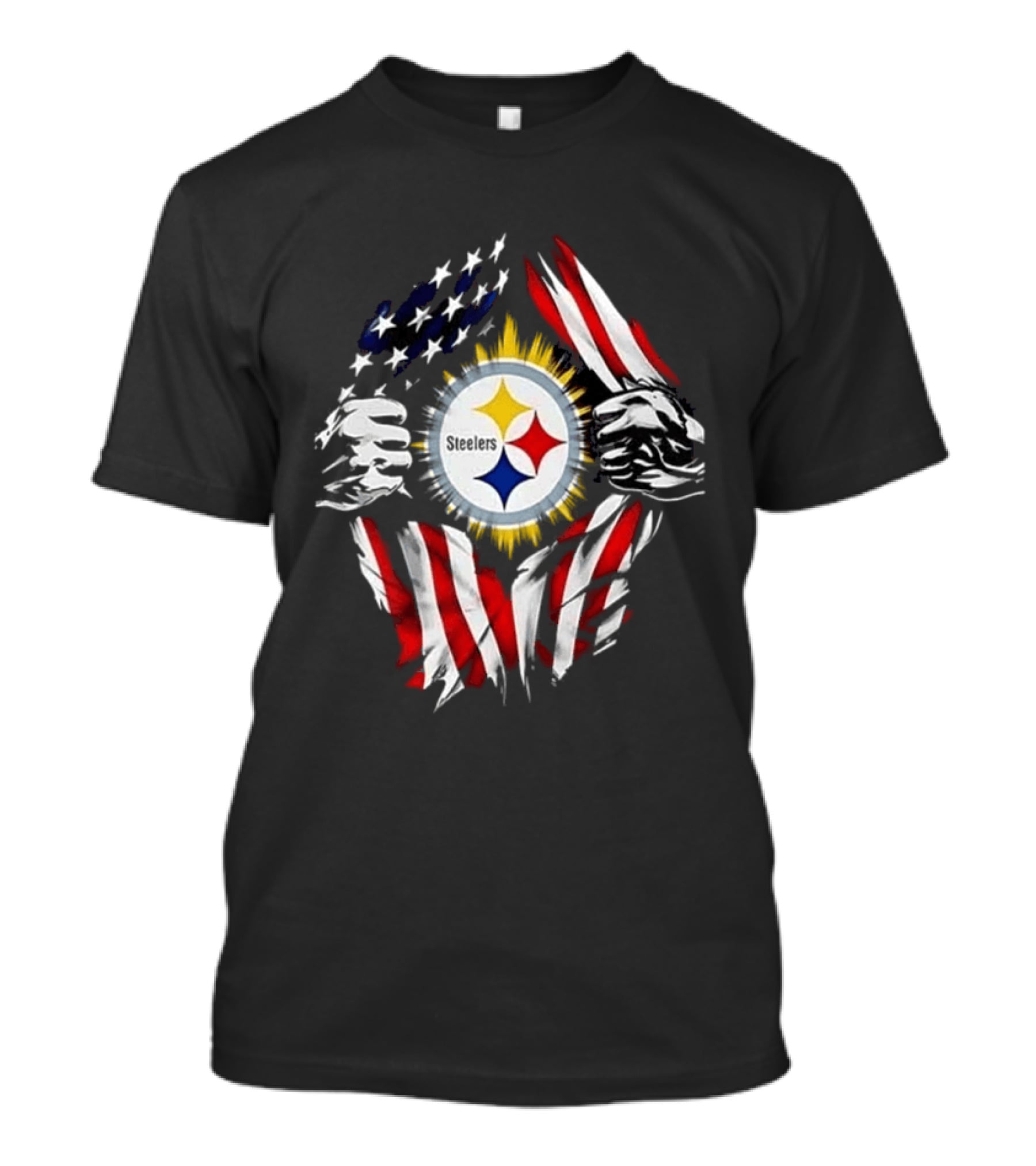 Pittsburgh Steelers Superman Skull Cap USA Flag T-Shirt