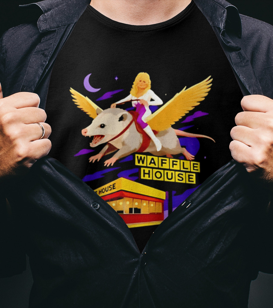 Waffle House Dolly Parton Flying Opossum Adventure T-Shirt